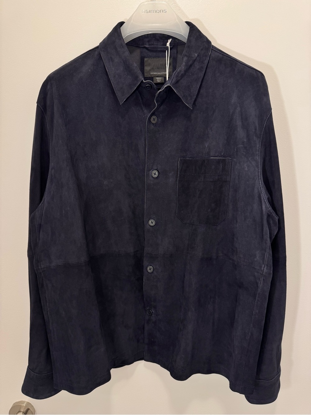 Zara Men's Dark Navy Suede Shirt Jacket